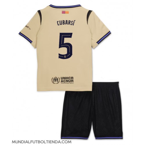 Camiseta Barcelona Pau Cubarsi #5 Segunda Equipación Replica 2025-26 para niños mangas cortas (+ Pantalones cortos)